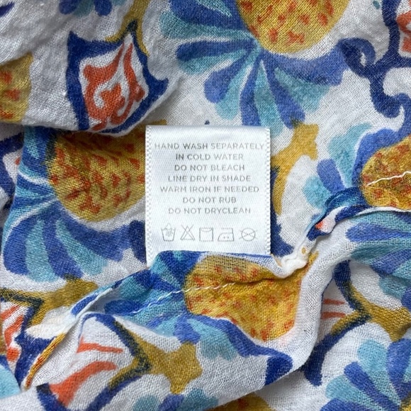 Roller Rabbit Serafina Tunic Cover-Up Size XS Pineapple Print Fringe Oversized - Picture 7 of 8